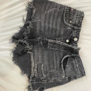 Black denim shorts